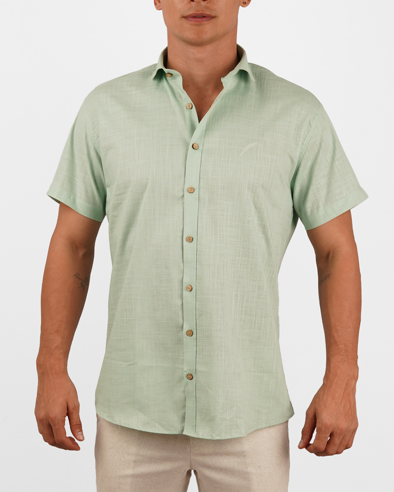 Camisa merde manzana cuello spread- MC