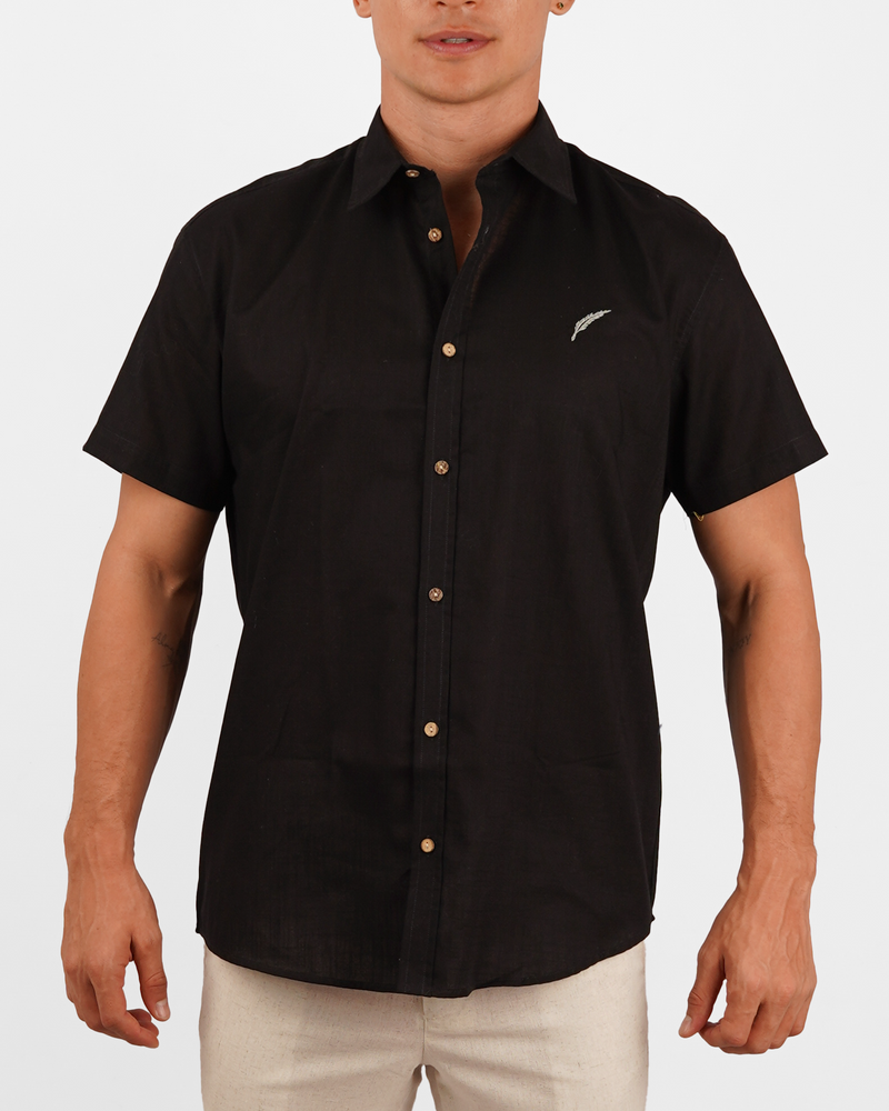 Camisa Cuello ingles negra - ML