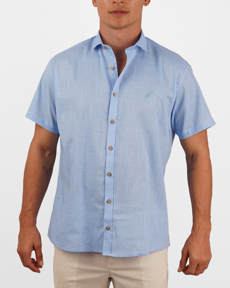 Camisa color azul Cuello spread