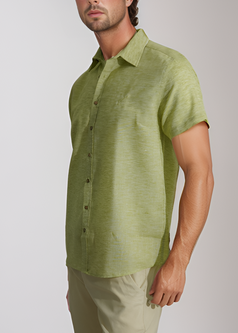 Camisa Cuello ingles verde pistacho - MC