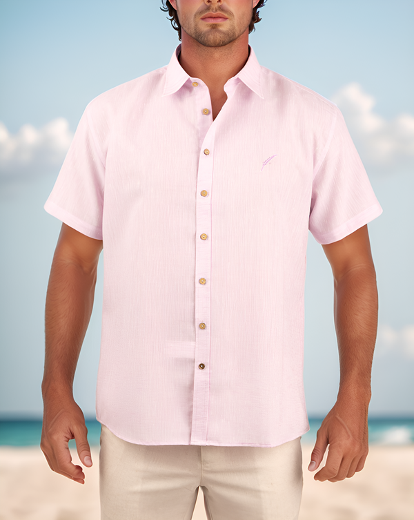 Camisa Cuello ingles rosa jaspeado