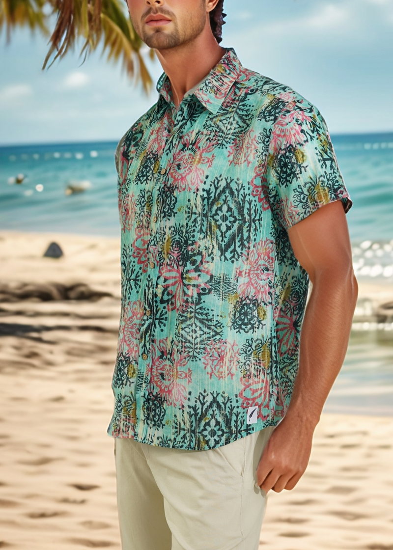 Camisa Caribeña Aqua