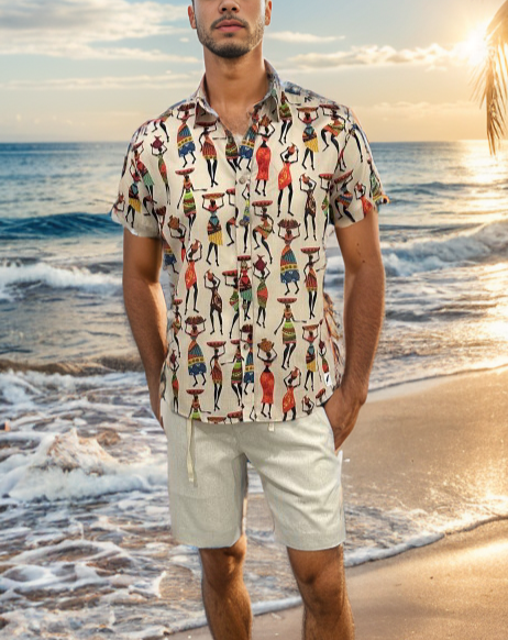 Camisa Caribe Afrika fondo beigh